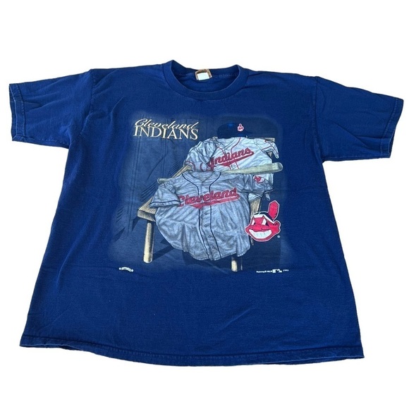 VTG Cleveland Indians Guardians Nutmeg Mills Cotton Tee Embroidered XL USA READ - Picture 3 of 13